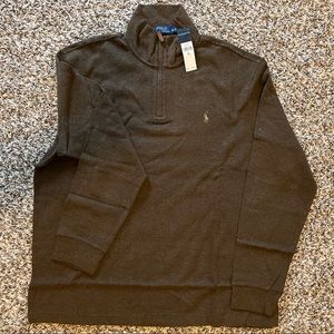 Polo Ralph Lauren, brown heather. 1/4 zip, long sleeves